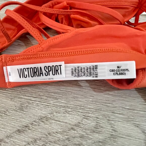 New Victoria's Secret VSX Bra Sport Lace Up Criss Cross Front Coral Reef NWT - Picture 4 of 5